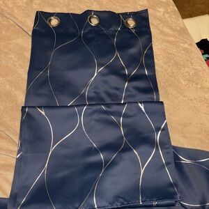 Elegant Navy Blue Grommet Curtain